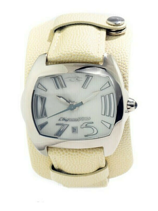 Chronotech Ανδρικό Ρολόι 49mm Μπαταρίας με Μπεζ Δερμάτινο Λουράκι