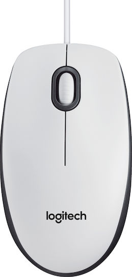 Logitech B100 Wired Ergonomic Mouse White