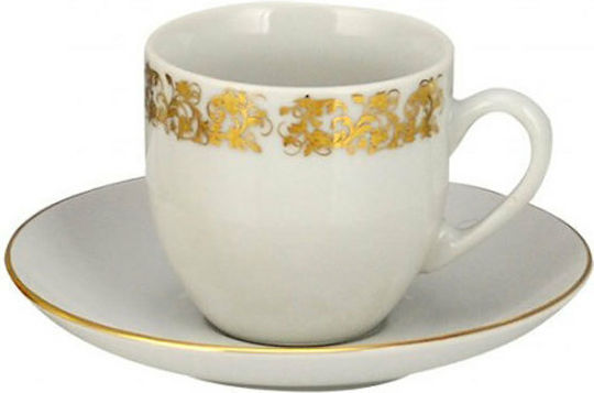 WM Collection N70053 Set of Cups Coffee Porcelain White 100ml 6pcs