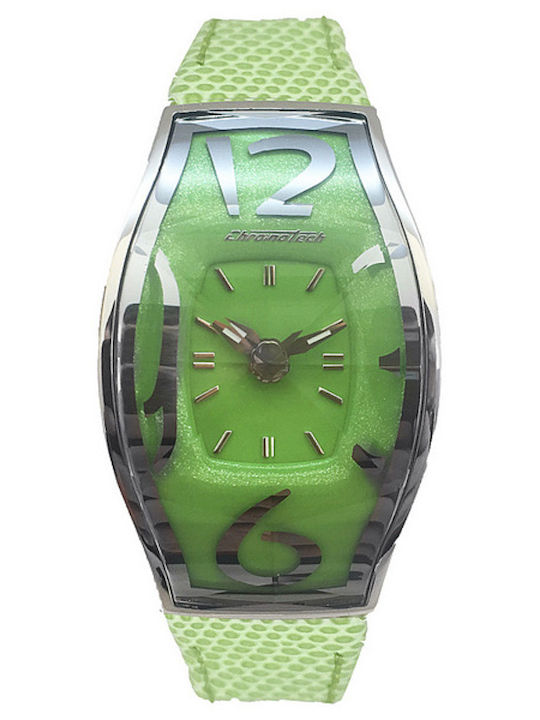 Chronotech Women's Watch with Green Leather Strap