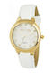 Devota & Lomba Women's Watch with White Leather Strap