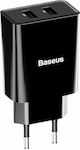 Baseus Φορτιστής Χωρίς Καλώδιο με 2 Θύρες USB-A 10.5W Μαύρος (CCFS-R01)