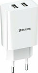 Baseus Φορτιστής Χωρίς Καλώδιο με 2 Θύρες USB-A 10.5W Λευκός (CCFS-R02)