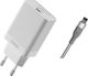WK Mobile Phone Charger with USB-C Port and USB-C - Lightning Cable 18W Power Delivery White
