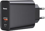 Baseus Φορτιστής Χωρίς Καλώδιο με Θύρα USB-A και Θύρα USB-C 30W Quick Charge 3.0 / Power Delivery Μαύρος (CCFS-C02B)