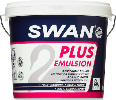 Swan Plus Emulsion Plastic Acrilyc Paint for Interior and Exterior Use White 3lt