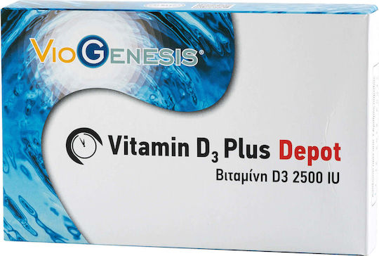 Viogenesis Vitamin D3 Plus Depot Βιταμίνη για Ενίσχυση του Ανοσοποιητικού & την Υγεία των Οστών 2500iu 80mg 90 κάψουλες