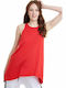 BodyTalk 1201-901121 Women's Athletic Cotton Blouse Sleeveless Red