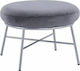 Stool Footstool Upholstered with Fabric Trudi Grey 55x46x38cm