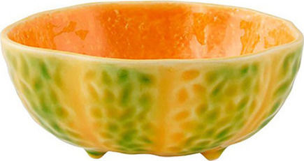 Bordallo Pinheiro Pumpkin Serving Bowl Round Ceramic Orange with Diameter 13cm