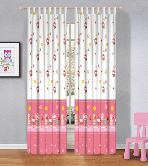 Disney Παιδική Κουρτίνα Hello Kitty HK8149 με Τιράντες Λευκή 140x290εκ.