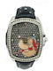 Chronotech Analoge Kinderuhr 34mm Schwarzes mit Lederarmband