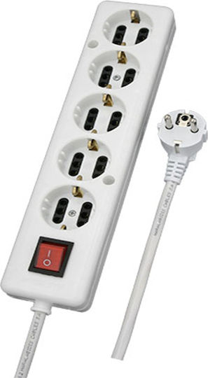 CHaralampidis Power Strip 5 Positions with Switch and Cable 1.8m