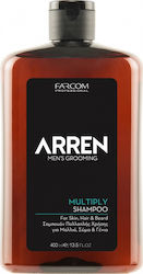 Farcom Arren Men's Grooming Multiply Shampoo for Skin, Hair & Beard 400ml