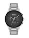 Boss Peak Ανδρικό Ρολόι 44mm Χρονογράφος Μπαταρίας με Ασημί Μεταλλικό Μπρασελέ