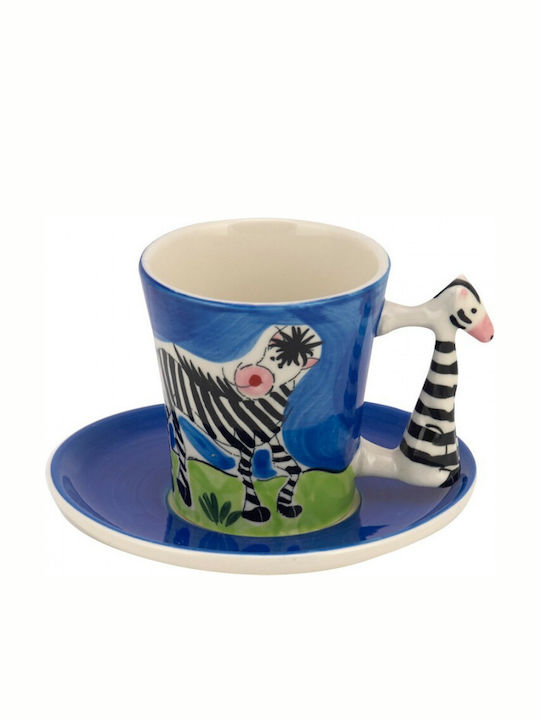 WM Collection Set Tassen Kaffee Keramik Blau 125ml 6Stück