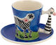 WM Collection Set Tassen Kaffee Keramik Blau 125ml 6Stück