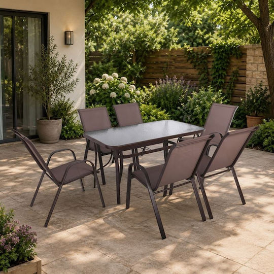 Set Sala De Mese Pentru Exterior Rio 7 Piese Maro E2405 S