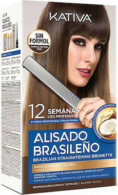 Kativa Brazilian Straightening Set de îngrijire a părului cu keratină pentru îndreptare cu Șampon, Mască și Balsam 4buc