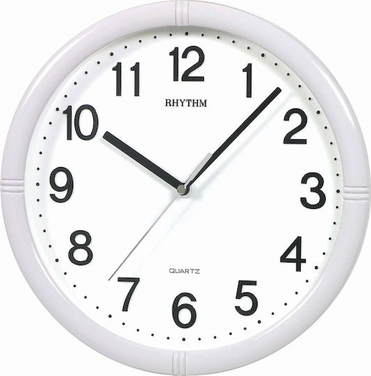 Rhythm Leise Wanduhr Kunststoff Weiß Ø28cm