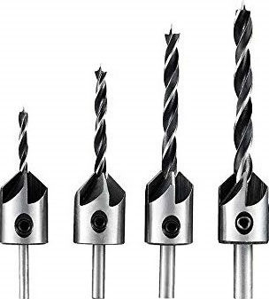 Set of 4 Drills with Cylindrical Shank for Wood