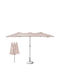 Oval Garden & Terrace Floor Metal Round Parasol Beige