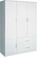 Τρίφυλλη Ντουλάπα Ρούχων Closet Λευκή 120x50x180cm