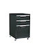 Office Storage Metal Drawer with Wheels & 3 Drawers Black Velvet-Black Metal L40xW50xH67cm