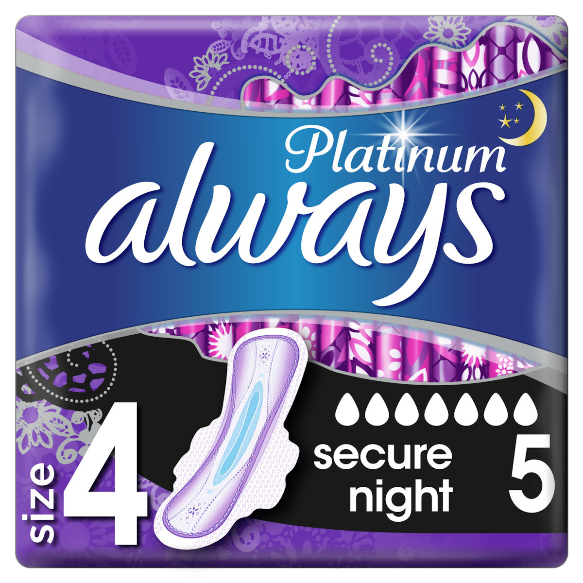 Always Platinum Ultra Secure Night Pads 7 drops 10pcs