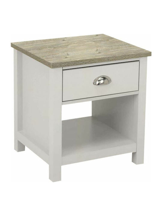 Luxor Wooden Bedside Table White 45x40x50cm