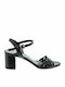 Mourtzi Leather Women's Sandals with Ankle Strap Black