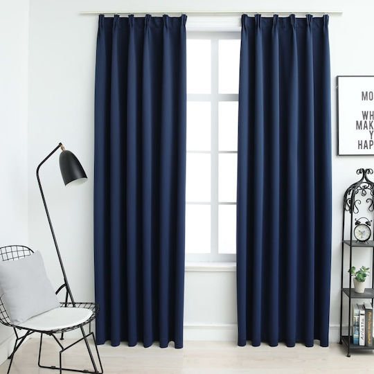 vidaXL Κουρτίνες Συσκότισης με Τρέσα Μπλέ 140x245εκ.