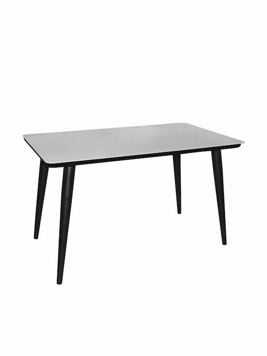 Union Tisch Speisesaal mit Glasoberfläche Weiß 130x80x75cm