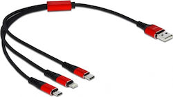 DeLock USB to Lightning / Type-C / micro USB Cable 0.3m 85891