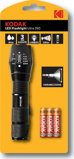 Kodak Flashlight LED IP64 with Maximum Brightness 290lm Ultra 290 Black