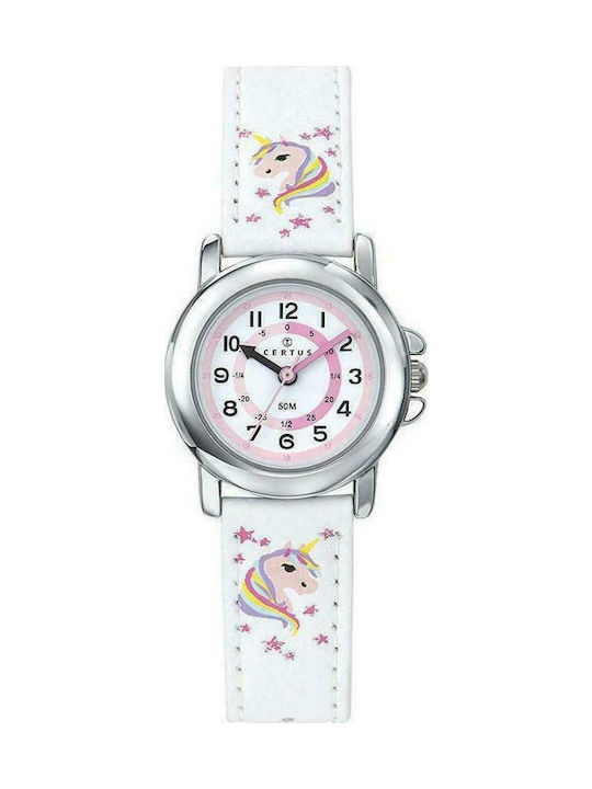 Certus Kids Analog Watch with Leather Strap White