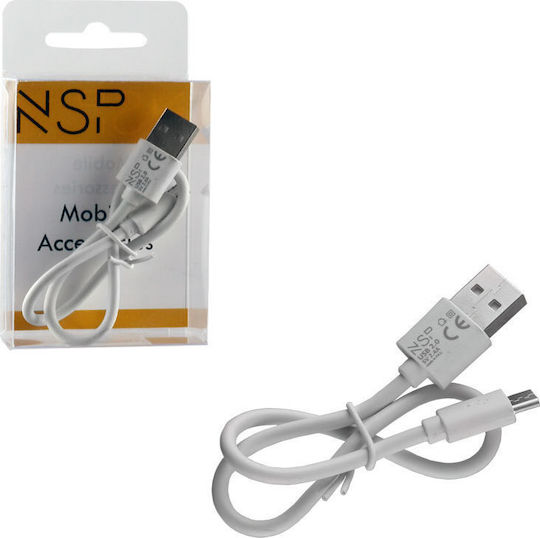 NSP NSP Regular USB 2.0 to micro USB Cable Λευκό 0.30m