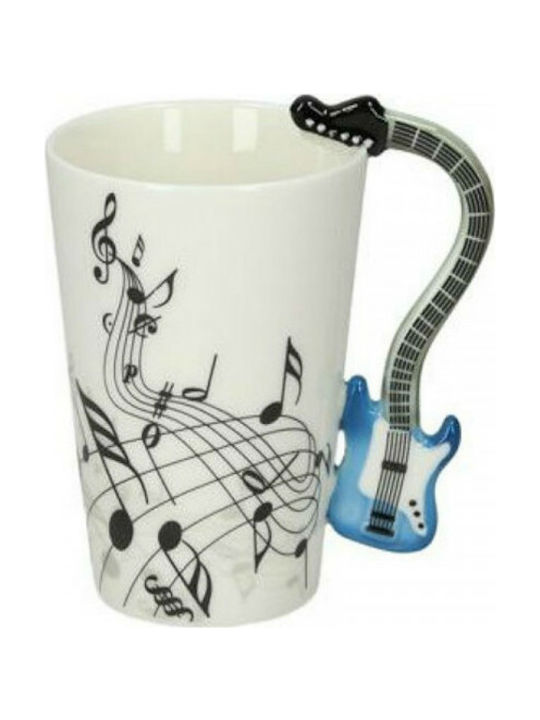 Music Mug with Guitar Handle Mug Ceramic Blue