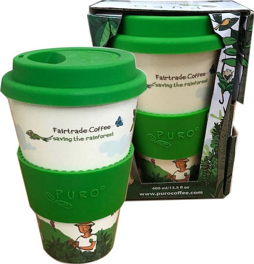 Ecoffee Cup Puro Κούπα Μπαμπού με Καπάκι Πράσινη 400ml