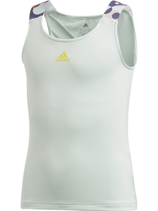 Adidas Kids Blouse Sleeveless Green Keyhole Tennis Tank