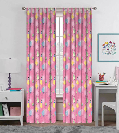 Disney Kids Tab Top Curtain Princess Pink 140x290cm