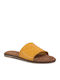 Tamaris Leather Women's Flat Sandals in Yellow Color