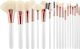 Tools for Beauty Professional Set with Makeup Brushes made of Synthetic Hair White & Rose Gold 18pcs