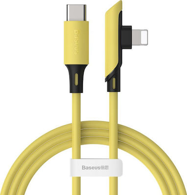 Baseus Colourful Unghi (90°) / Regulat USB-C la Cablu Lightning 18W Galben 1.2m (CATLDC-A0Y)