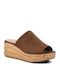 D Primula D Women's Leather Platform Wedge Sandals Brown