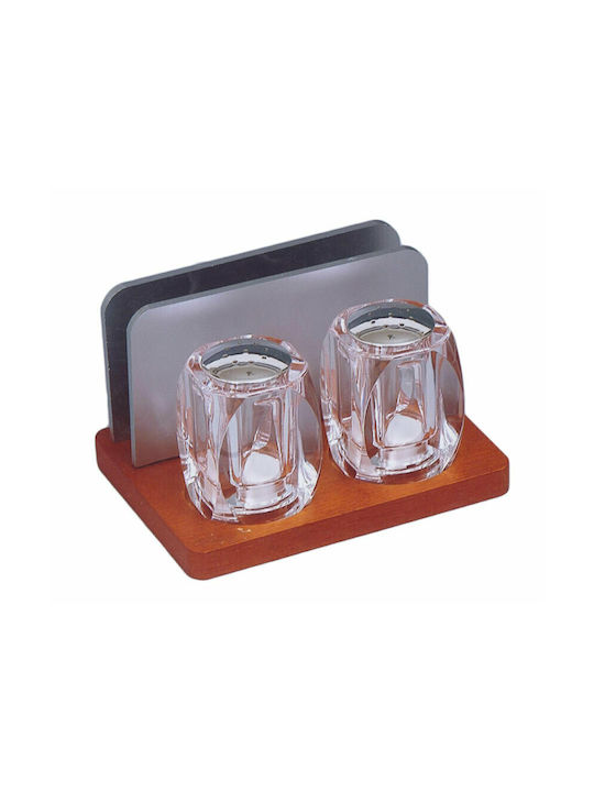 Karvounis Salt and Pepper Set Glass with Stand 2pcs