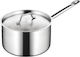 GTSA Stainless Sauce Pan Capacity 2.8lt with Diameter 18cm and Height 11cm.