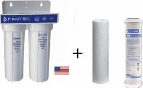 Pentair Duo Wasserfiltrationssystem Unter der Spüle / Zentrale Versorgung mit Ersatzfilter Atlas Filtri CPP110 SX 25 μm, Matrikx CTO 5 μm