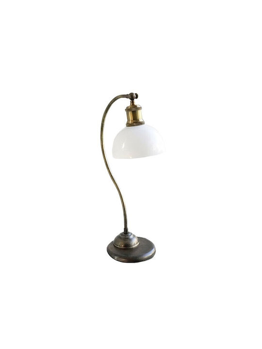 DITS Lighting Murano Glass Metal Vintage Table Lamp for Socket E27 with White Shade and Gold Base
