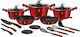 Berlinger Haus Metallic Line Cookware Set of Aluminum with Stone Coating Burgundy Collection 17pcs
